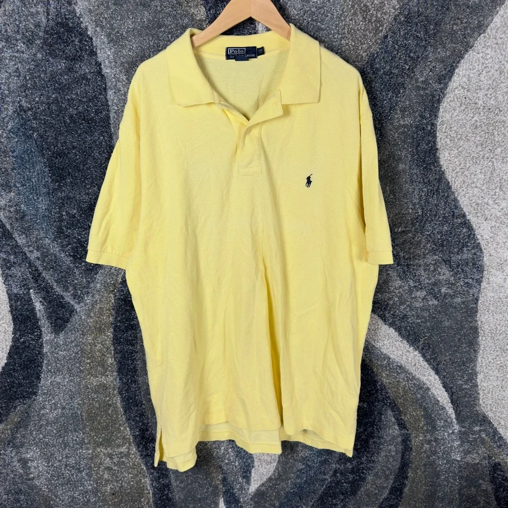Polo Ralph Lauren Polo Shirt Mens 2XL Yellow Excellent Short Sleeve Cotton Pique